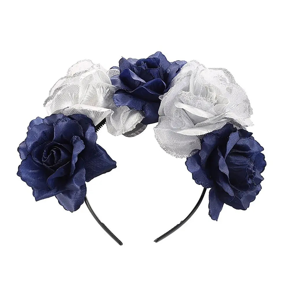 Couronne de Fleurs avec Voile Noir - Halloween Día de los Muertos