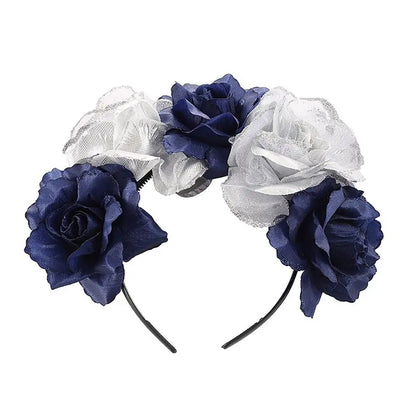 Couronne de Fleurs avec Voile Noir - Halloween Día de los Muertos