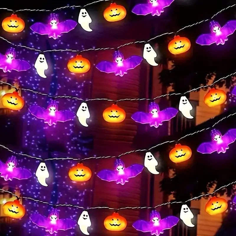 Guirlande Lumineuse LED Halloween - Citrouilles, Chauves-souris, Fantômes