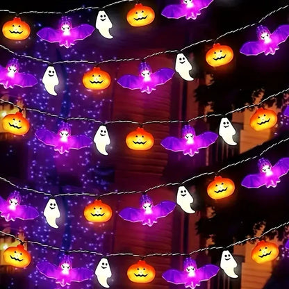Guirlande Lumineuse LED Halloween - Citrouilles, Chauves-souris, Fantômes