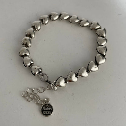 Bracelet femme en argent sterling 925 – Cœur rétro