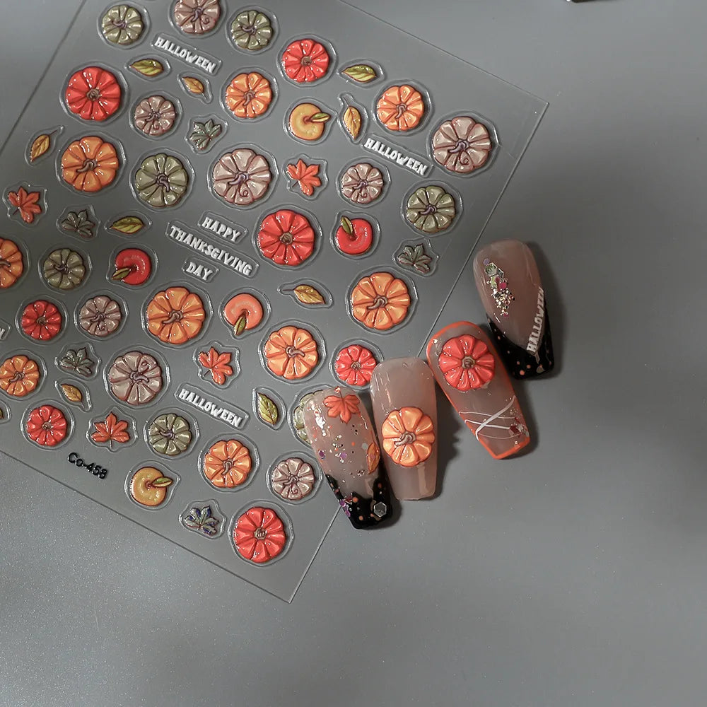Stickers Ongles Citrouille Halloween Effet Gélifié