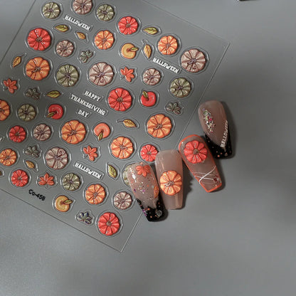 Stickers Ongles Citrouille Halloween Effet Gélifié