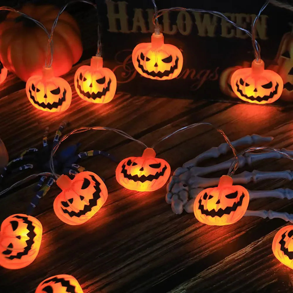 Guirlande Lumineuse LED Citrouille Fantôme Toile d'Araignée - Halloween