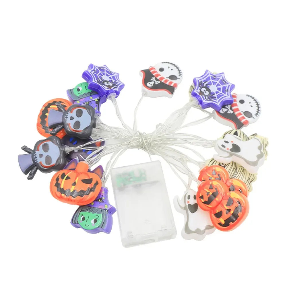 Guirlande Lumineuse LED Citrouille Fantôme Toile d'Araignée - Halloween