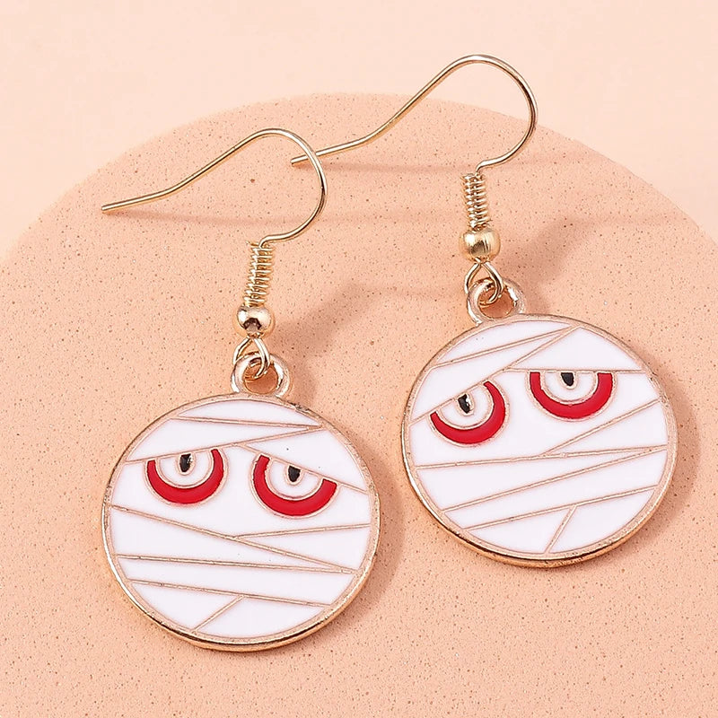 Boucles d'oreilles Halloween – Momie, œil, fantôme et citrouille