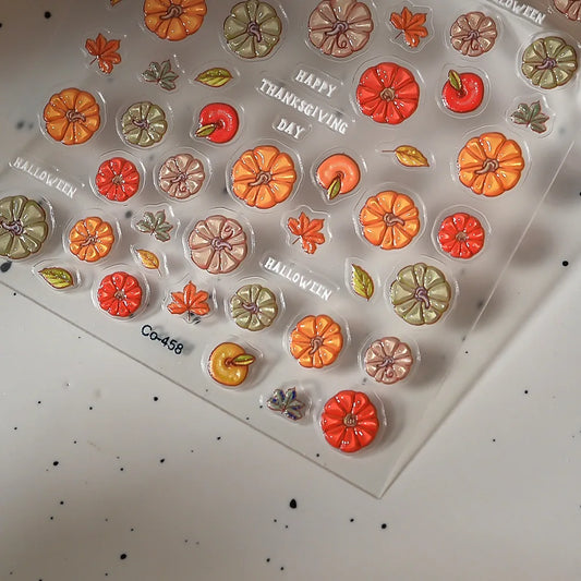 Stickers Ongles Citrouille Halloween Effet Gélifié
