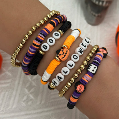 Bracelet perlé Halloween – Citrouille et fantôme