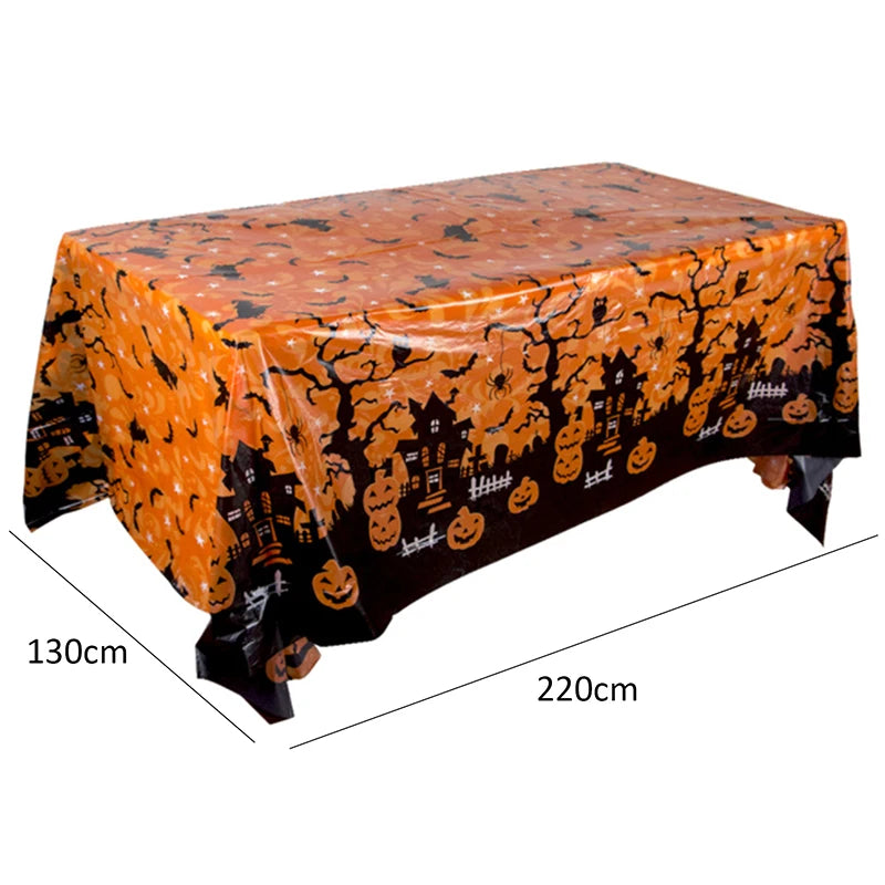 Nappe Plastique Halloween Citrouille et Toile d'Araignée