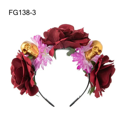 Couronne de Fleurs avec Voile Noir - Halloween Día de los Muertos