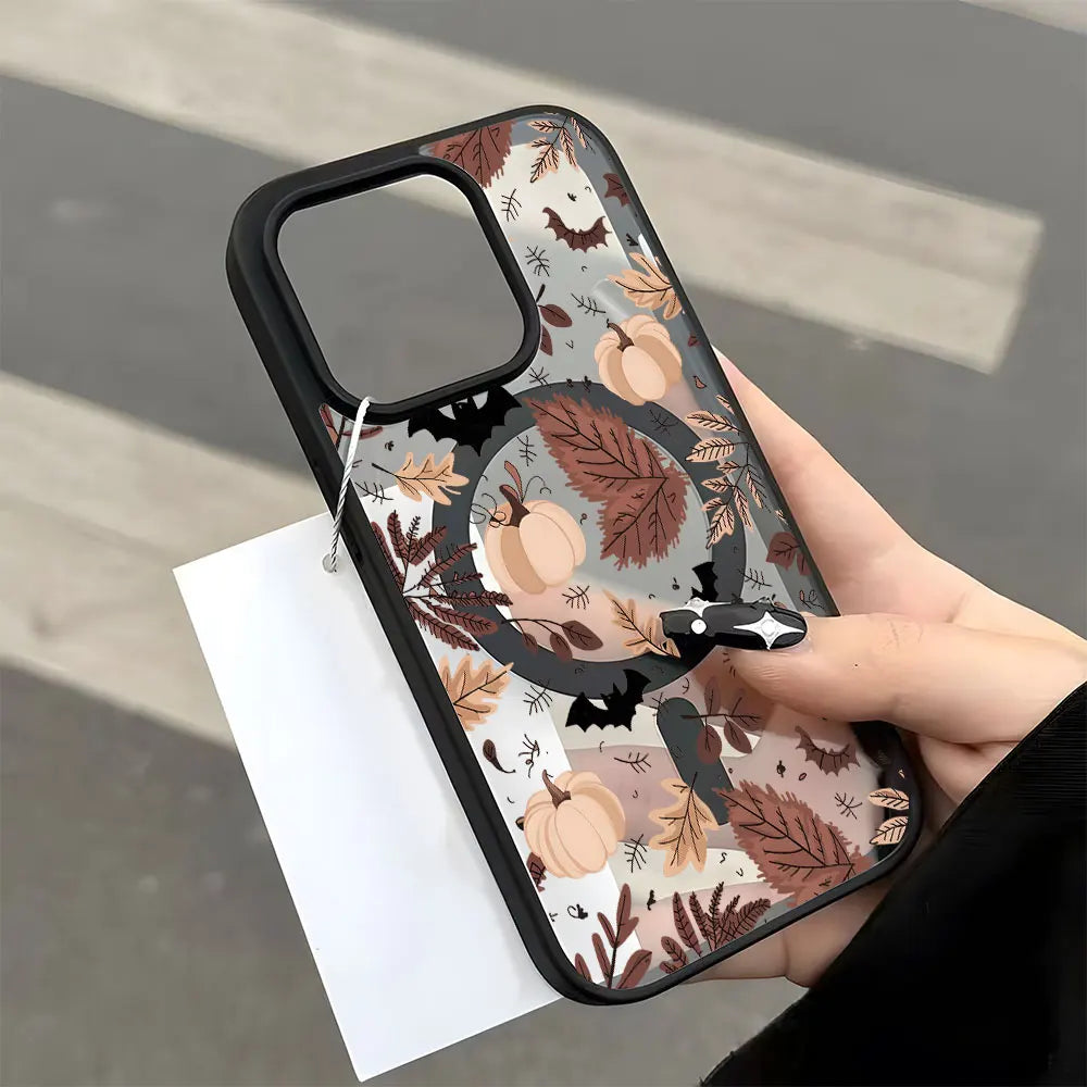 Coque iPhone Magnétique Halloween Citrouille Transparente