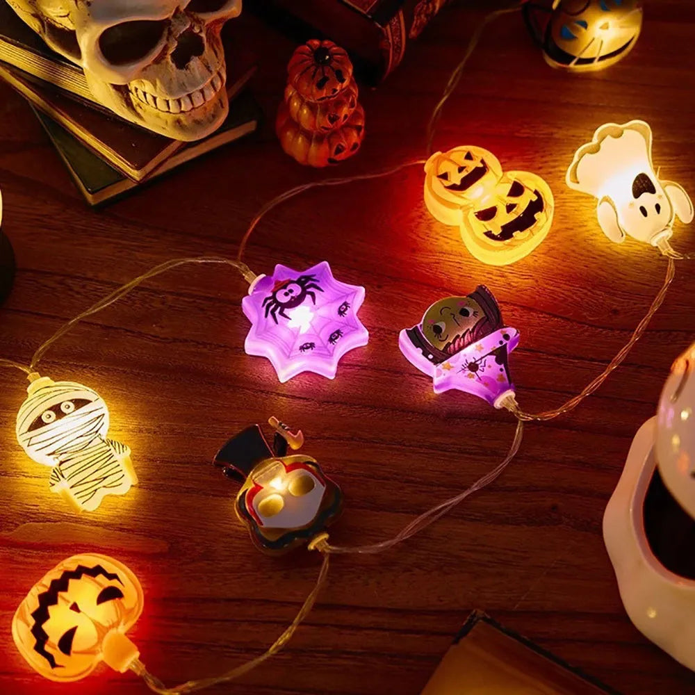 Guirlande Lumineuse LED Citrouille Fantôme Toile d'Araignée - Halloween