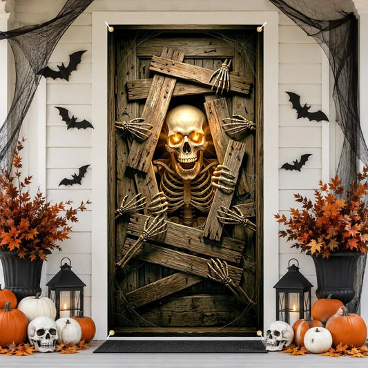 Bannière de Porte Squelette Yeux Lumineux - Halloween Horreur