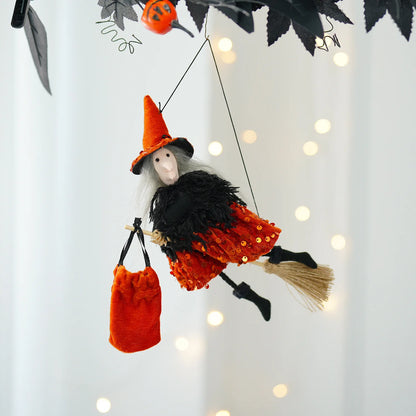 Pendentif Balai de Sorcière à Suspendre - Déco Halloween