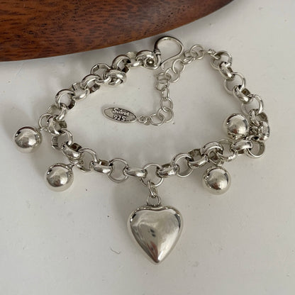 Bracelet femme en argent sterling 925 – Cœur rétro