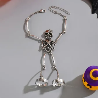 Bracelet main squelette Halloween – Style gothique