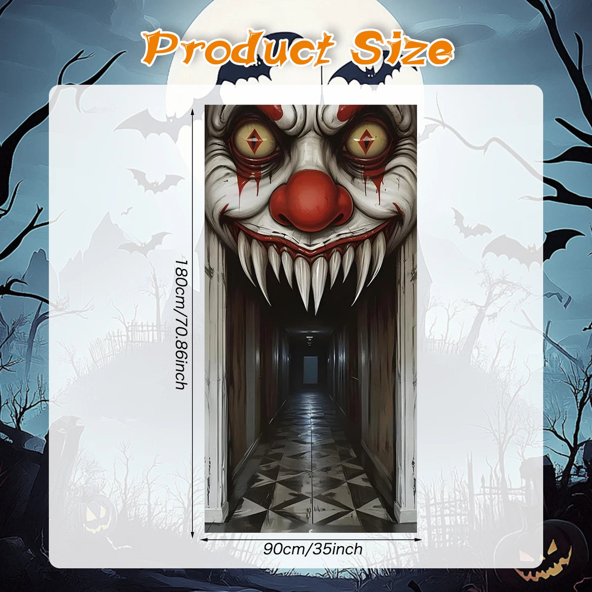 Housse de Porte Halloween Sorcière et Zombie - Décoration Maison Hantée