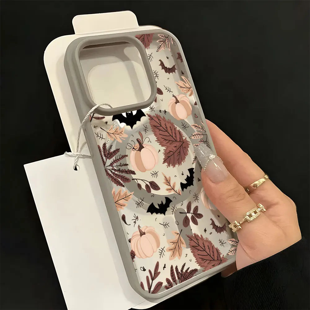 Coque iPhone Magnétique Halloween Citrouille Transparente