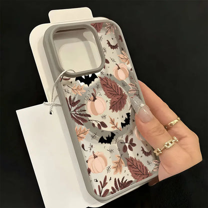 Coque iPhone Magnétique Halloween Citrouille Transparente