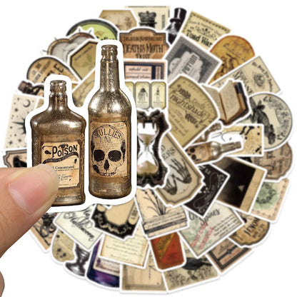 Stickers Halloween Vintage Fioles de Potion - Style Gothique Rétro