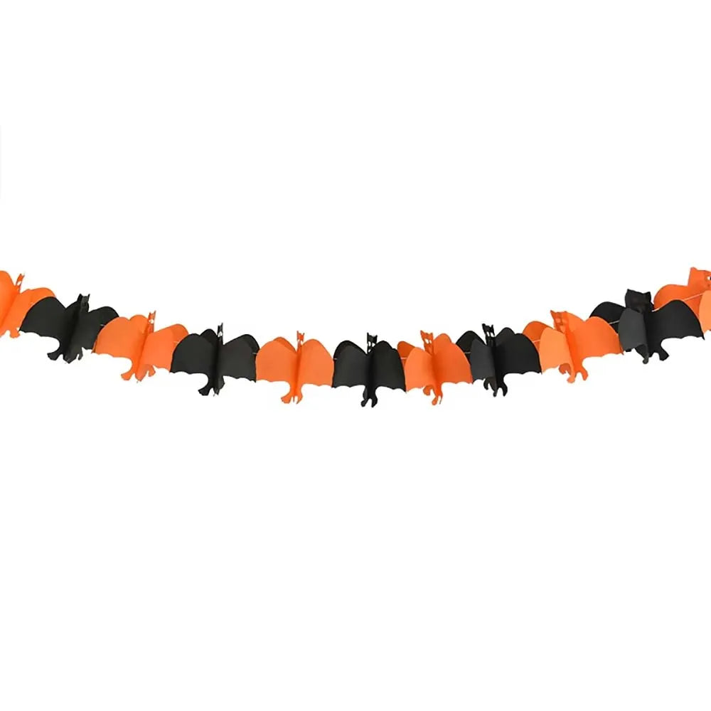 Guirlande en Papier Halloween 3m - Citrouille, Crâne, Chauve-souris