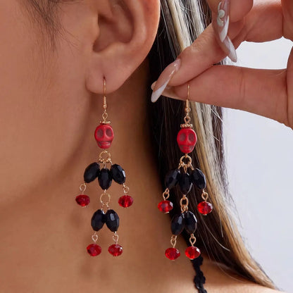 Boucles d'oreilles crâne 3D Halloween – Gothiques à pampilles