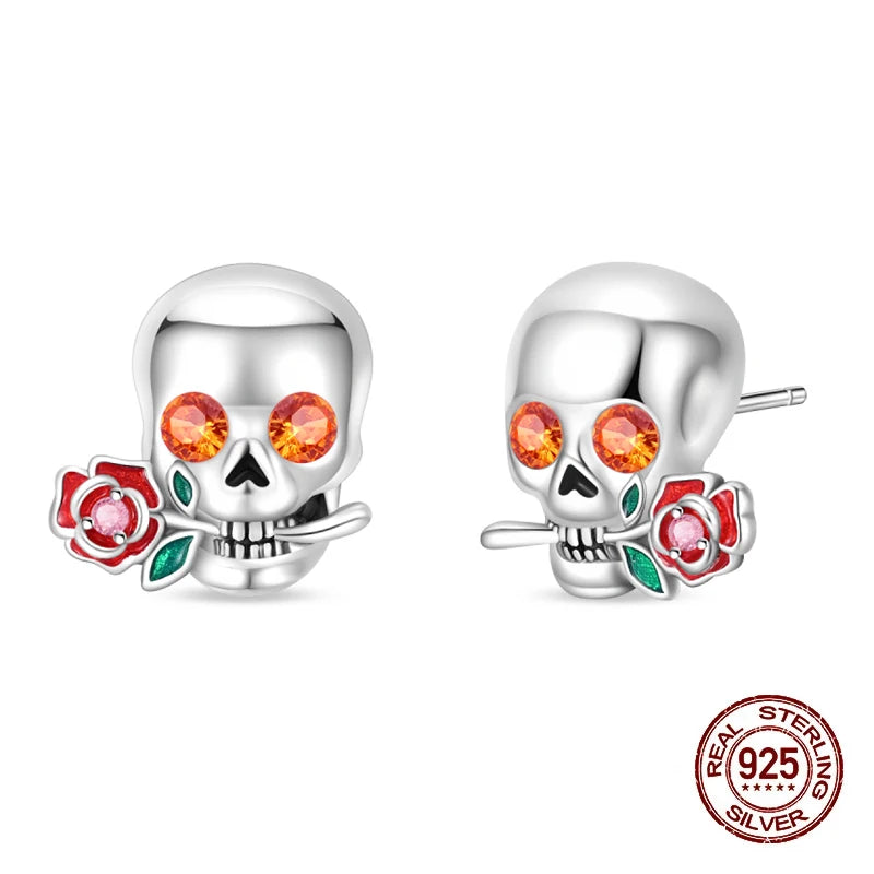Boucles d'oreilles Halloween en argent sterling 925 – Citrouille, chauve-souris et fantôme