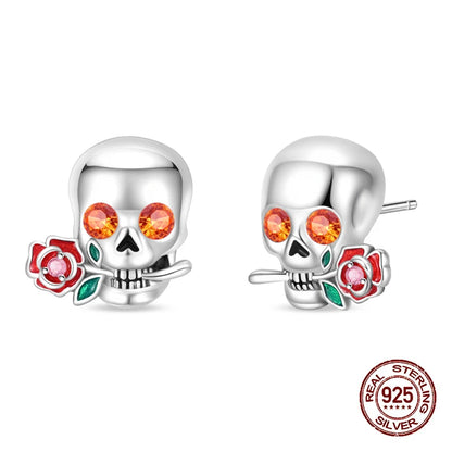 Boucles d'oreilles Halloween en argent sterling 925 – Citrouille, chauve-souris et fantôme