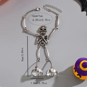 Bracelet main squelette Halloween – Style gothique