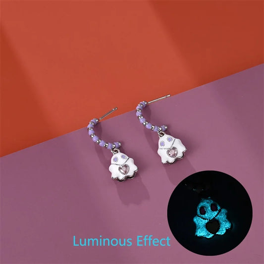 Boucles d'oreilles Halloween en argent sterling 925 – Citrouille, chauve-souris et fantôme
