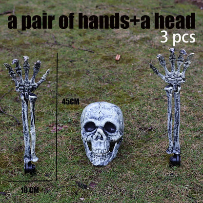 Props Crâne et Mains Squelette Réalistes - Décoration Halloween