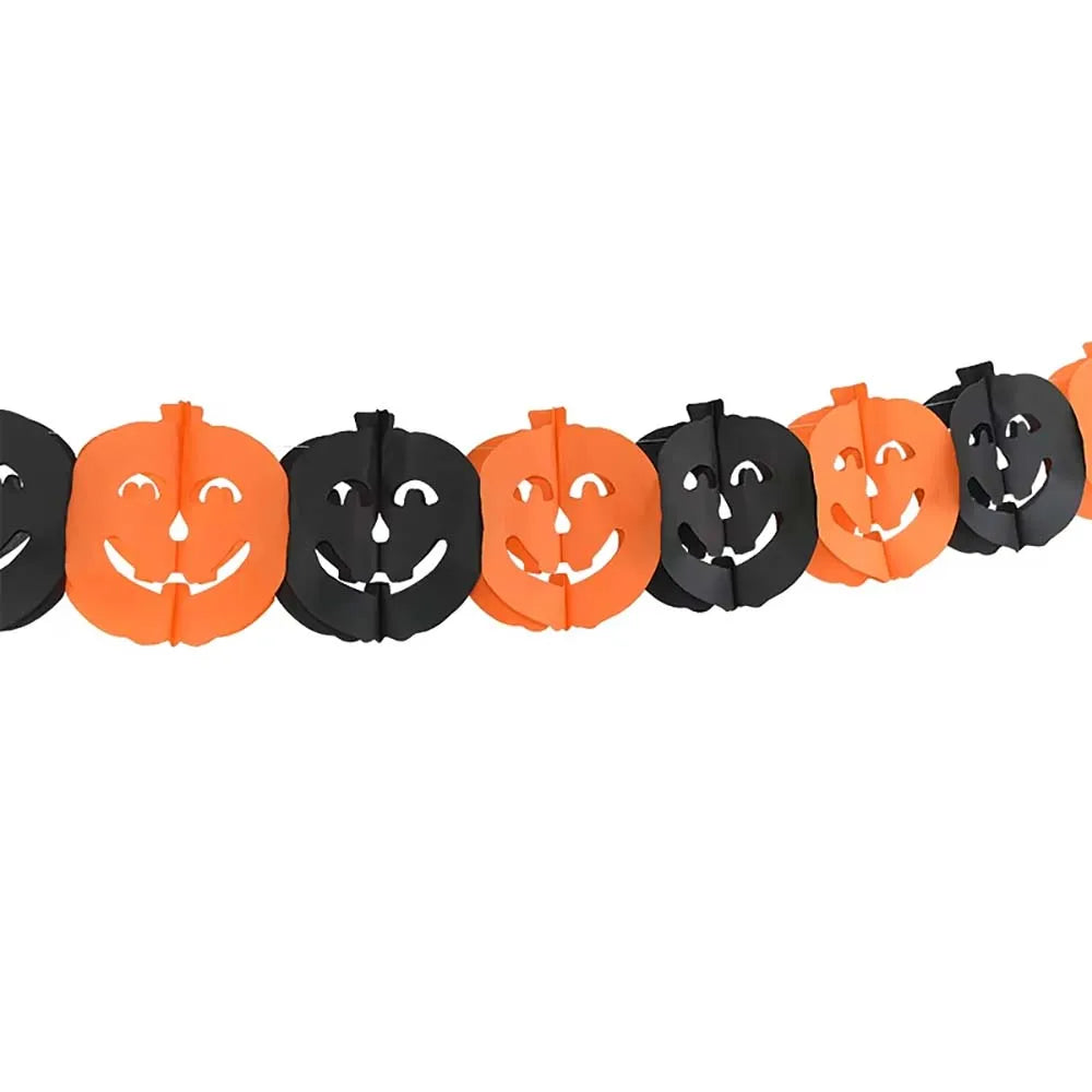 Guirlande en Papier Halloween 3m - Citrouille, Crâne, Chauve-souris