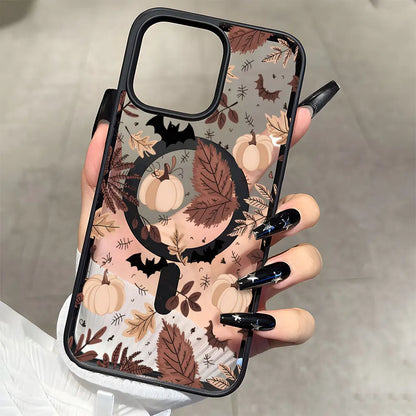 Coque iPhone Magnétique Halloween Citrouille Transparente