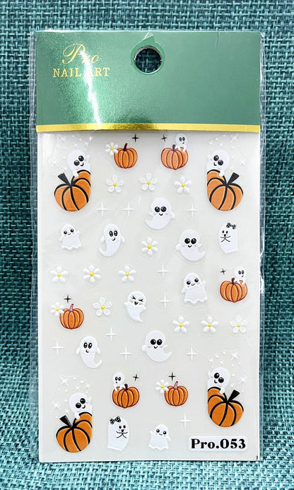 Stickers Ongles Halloween Mignons - Fantôme, Citrouille, Chat Noir