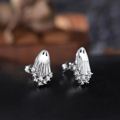 Boucles d'oreilles clous Halloween – Fantôme avec zircon