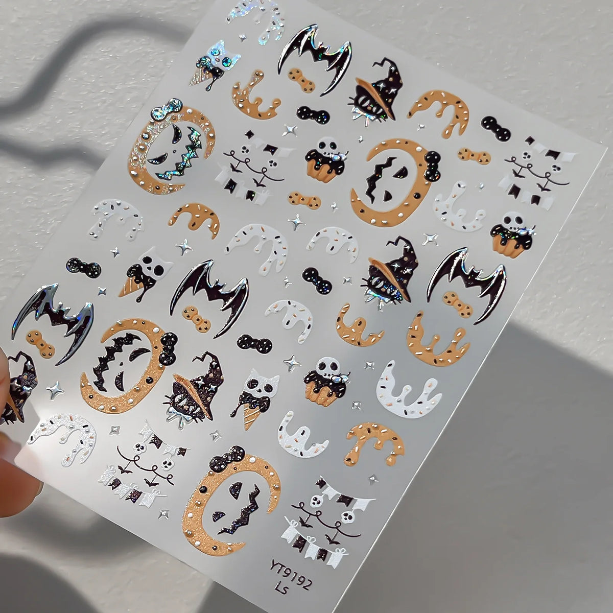Stickers Ongles Halloween Cartoon - Glace, Chauve-souris, Citrouille