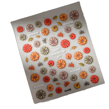 Stickers Ongles Citrouille Halloween Effet Gélifié