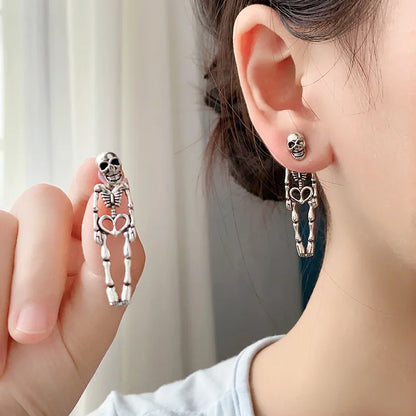 Boucles d'oreilles punk Halloween – Crâne, squelette et sorcière