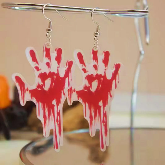 Boucles d'oreilles Halloween – Fantôme, main ensanglantée et guillotine