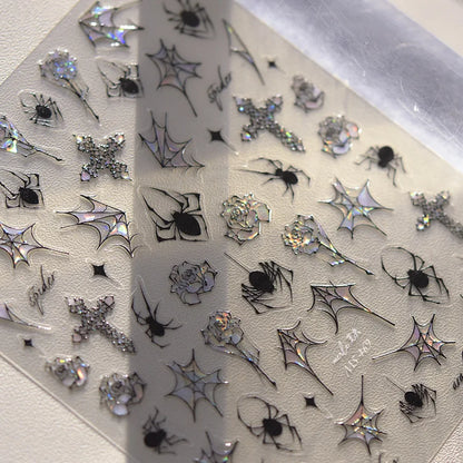 Stickers Ongles Halloween 5D Doré - Chauve-souris, Croix, Fantôme