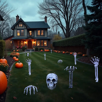 Props Crâne et Mains Squelette Réalistes - Décoration Halloween