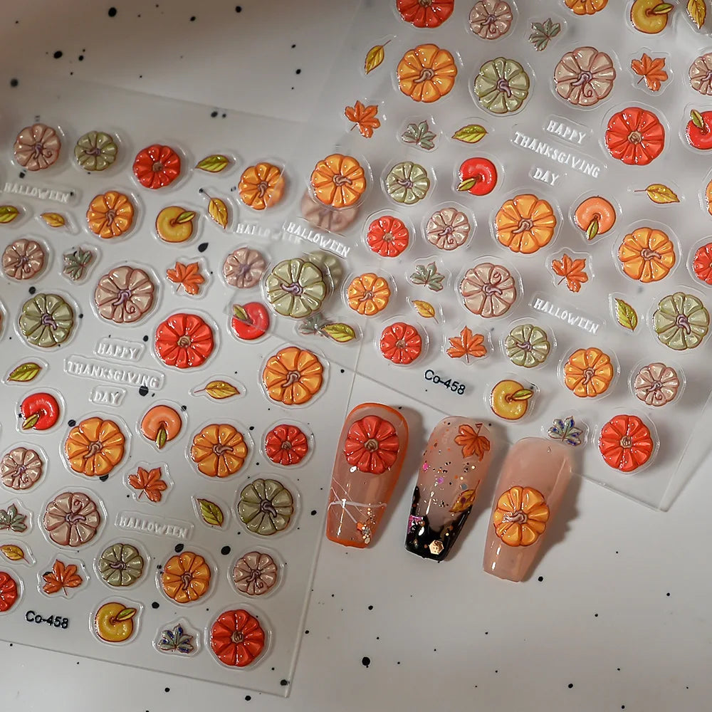 Stickers Ongles Citrouille Halloween Effet Gélifié