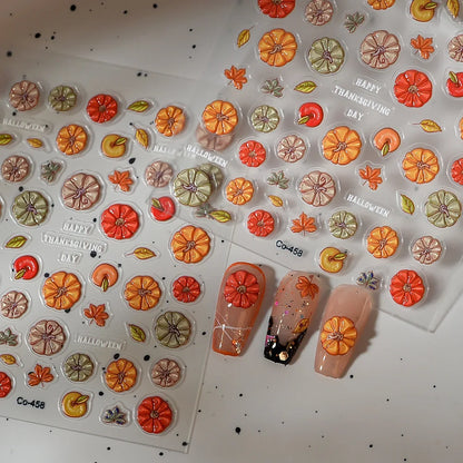 Stickers Ongles Citrouille Halloween Effet Gélifié
