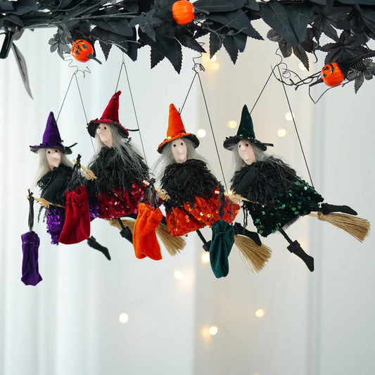 Pendentif Balai de Sorcière à Suspendre - Déco Halloween