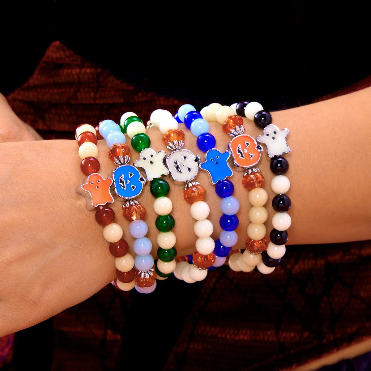 Bracelet lumineux Halloween – Citrouille et fantôme