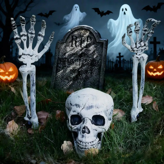 Props Crâne et Mains Squelette Réalistes - Décoration Halloween