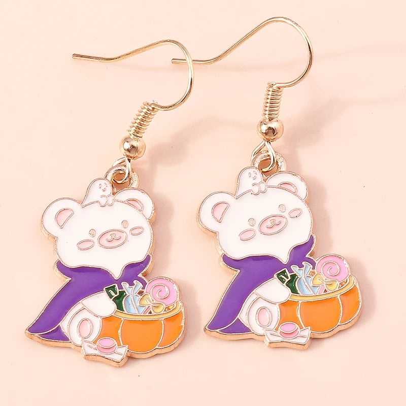 Boucles d'oreilles Halloween – Momie, œil, fantôme et citrouille
