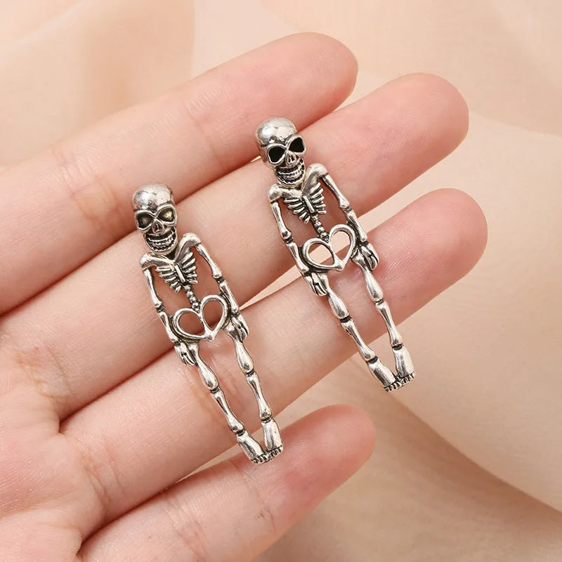 Boucles d'oreilles punk Halloween – Crâne, squelette et sorcière