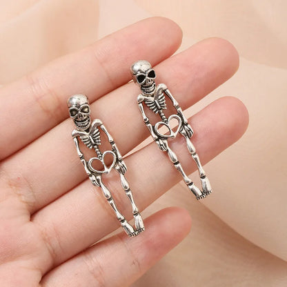 Boucles d'oreilles punk Halloween – Crâne, squelette et sorcière