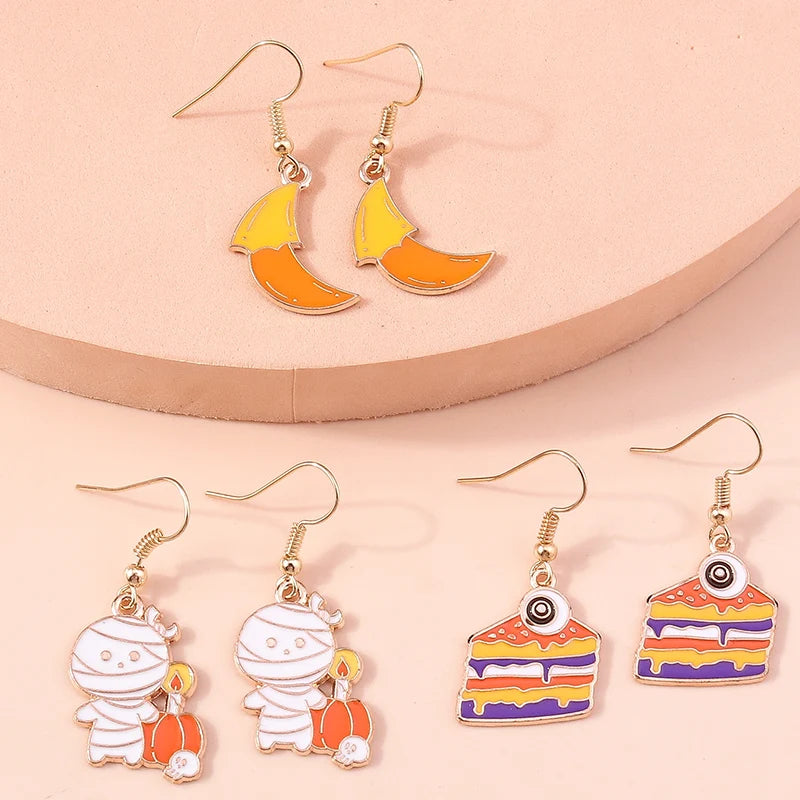 Boucles d'oreilles Halloween – Momie, œil, fantôme et citrouille
